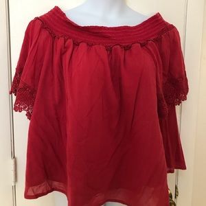 Lane Bryant Peasant Red Top